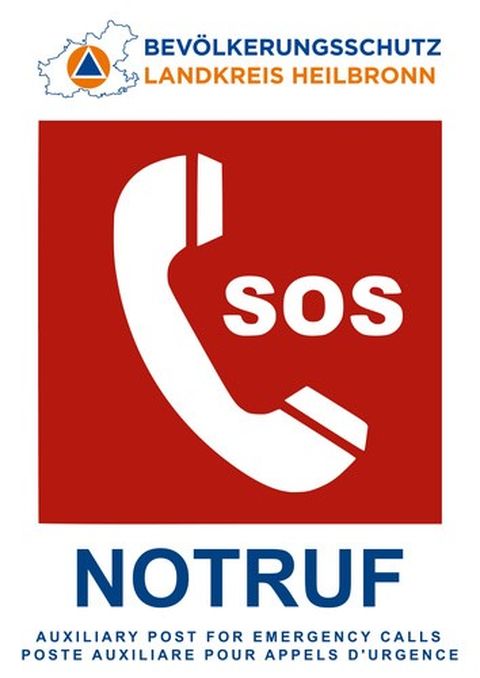 Notrufposten sind mit diesem Schild gekennzeichnet